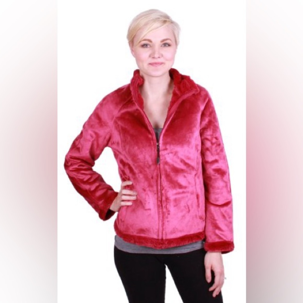 Green tea fur lined velour jacket pink xl